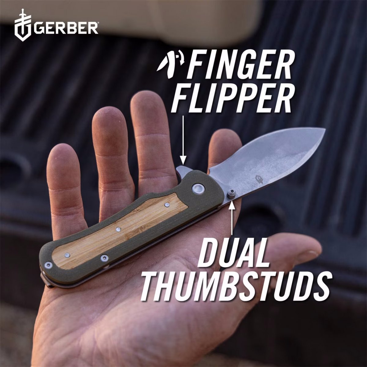Gerber Confidant fällkniv i olivgrönt med G-10 och bambuinlägg – bild 6
