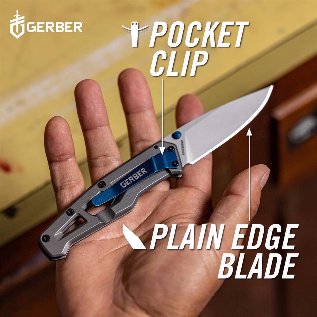 Gerber Paralite fällkniv i silver och blått – bild 6