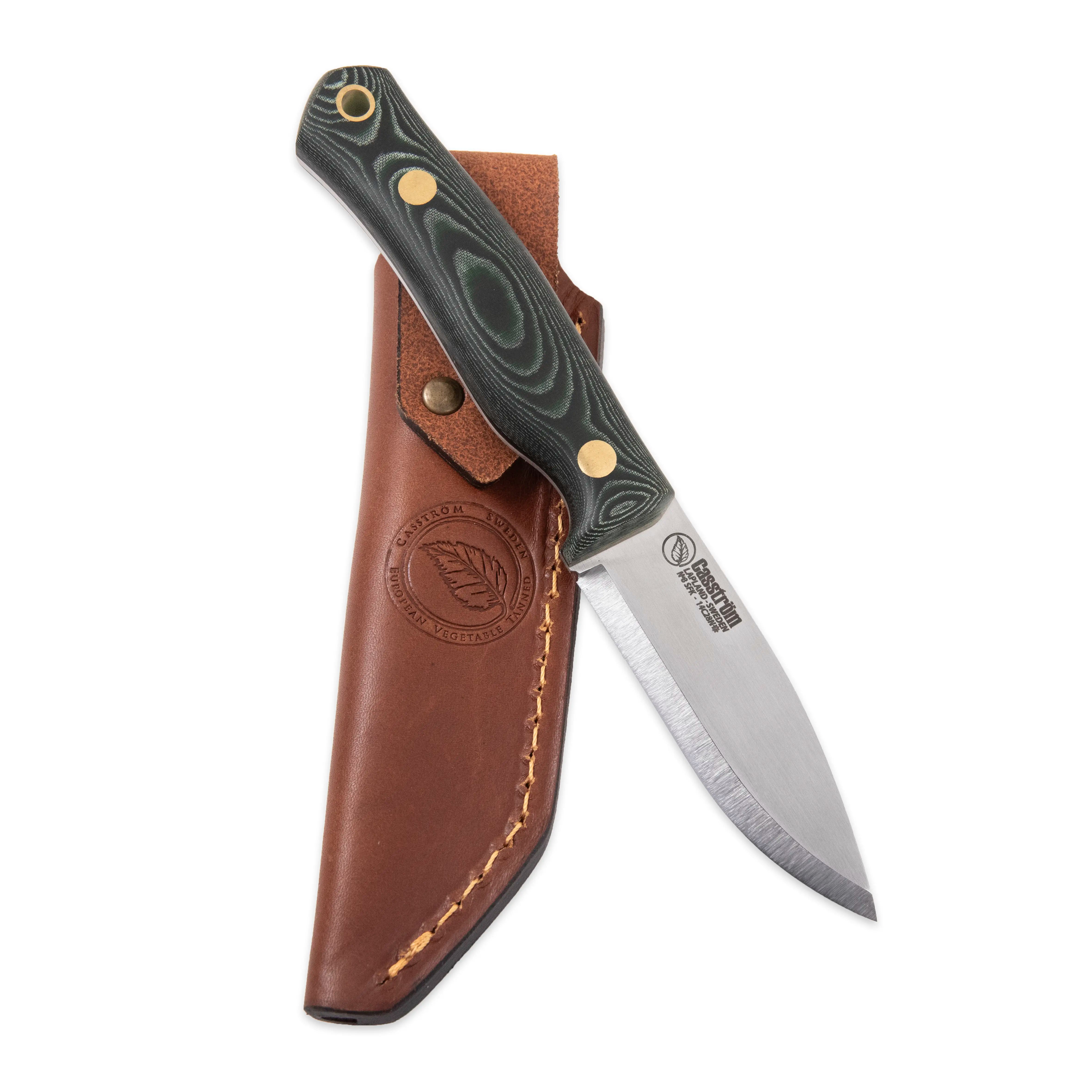 Casström No.8 SFK kniv Grön micarta, slida i läder – bild 4