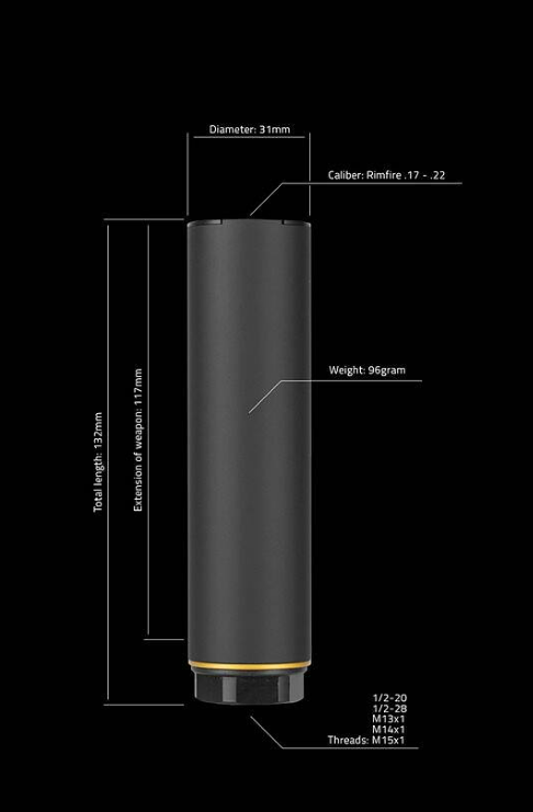Stalon - RF Ljuddämpare -  M14*1, Rimfire .17 - .22