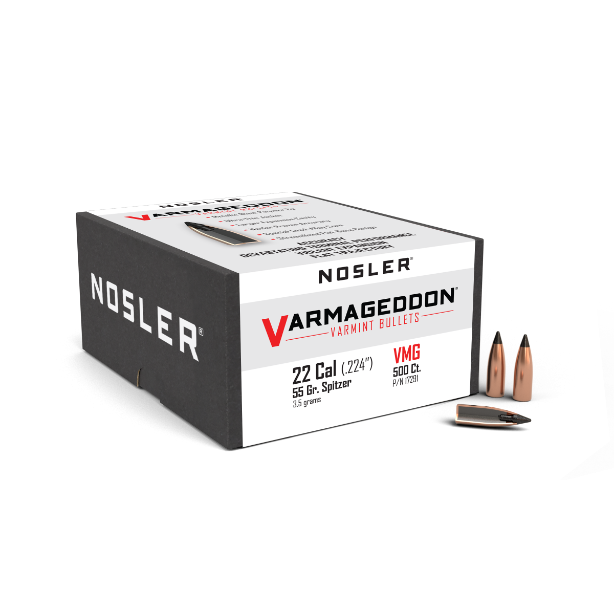 Nosler - Kula - 22 Caliber - 55gr - Varmageddon Tipped Varmint - 500st/ask