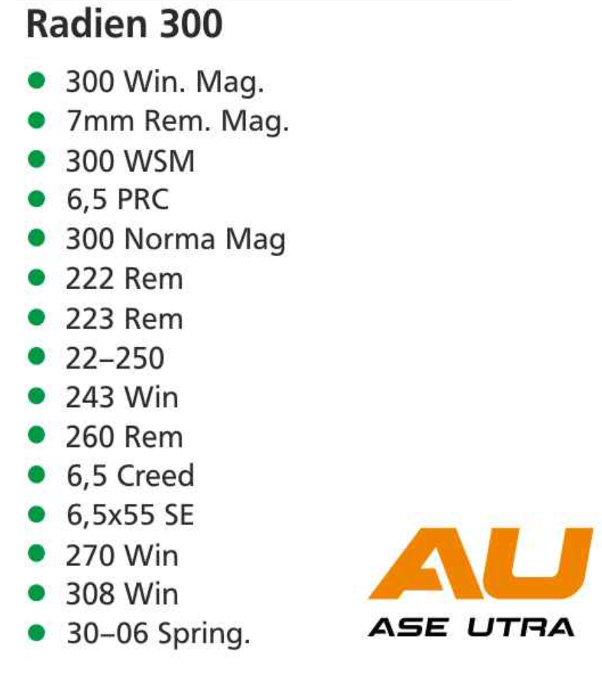 Ase Utra - Radien 300 - Kaliber 300WinMag - 18x1 - Svart