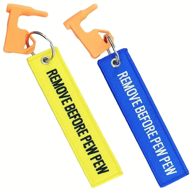 Safety flag - Säkerhetspropp - Remove before pew pew - Gul