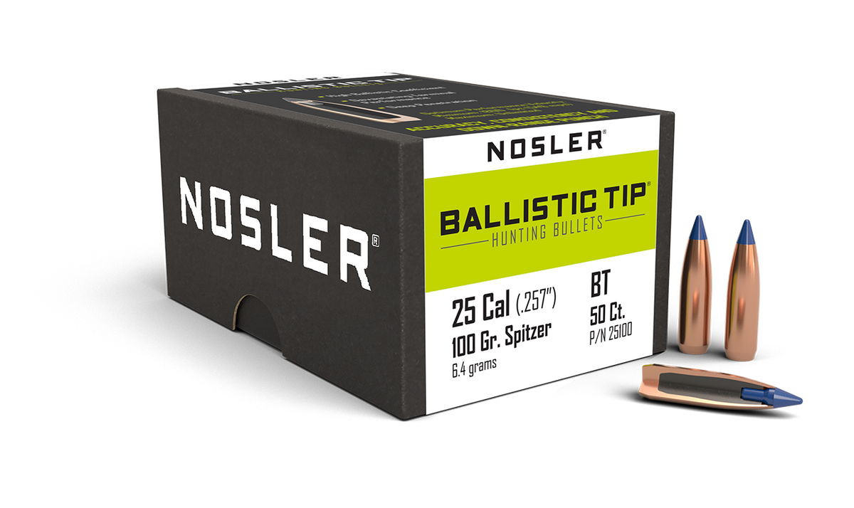 Nosler - Kula - 25 Caliber (.257) - 100gr - Ballistic Tip Hunting - 50st/ask