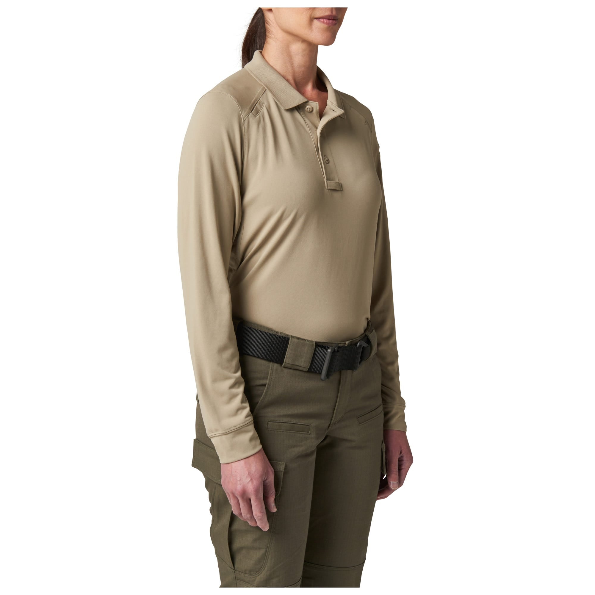 5.11 Tactical Women's Helios långärmad pikétröja i Silver Tan