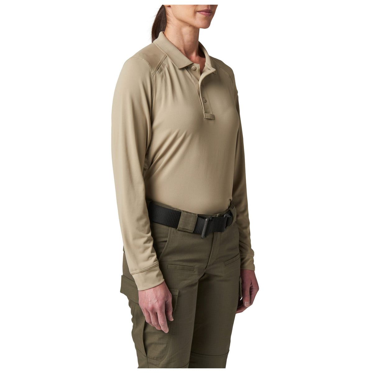 5.11 Tactical Women's Helios långärmad pikétröja i Silver Tan