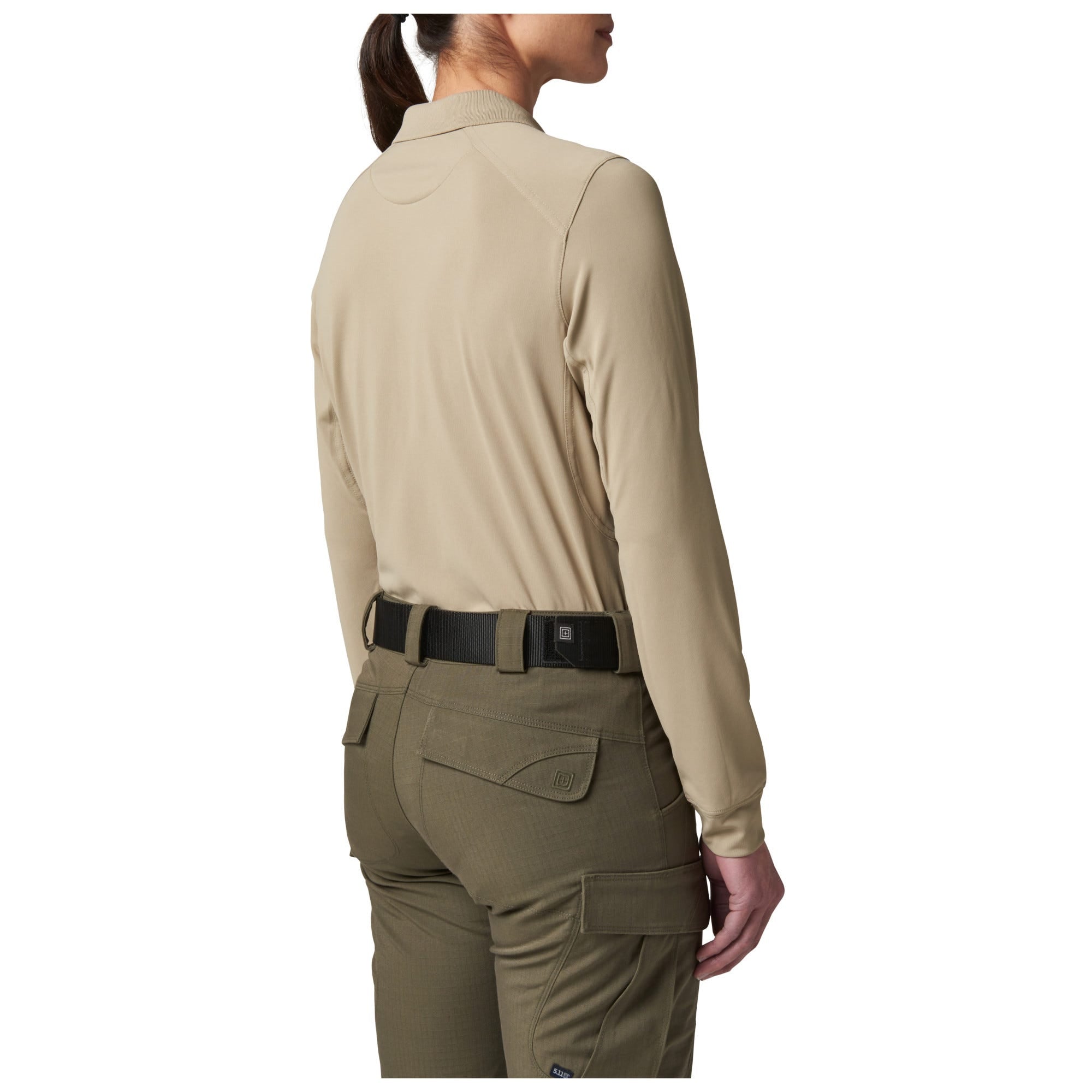 5.11 Tactical Women's Helios långärmad pikétröja i Silver Tan