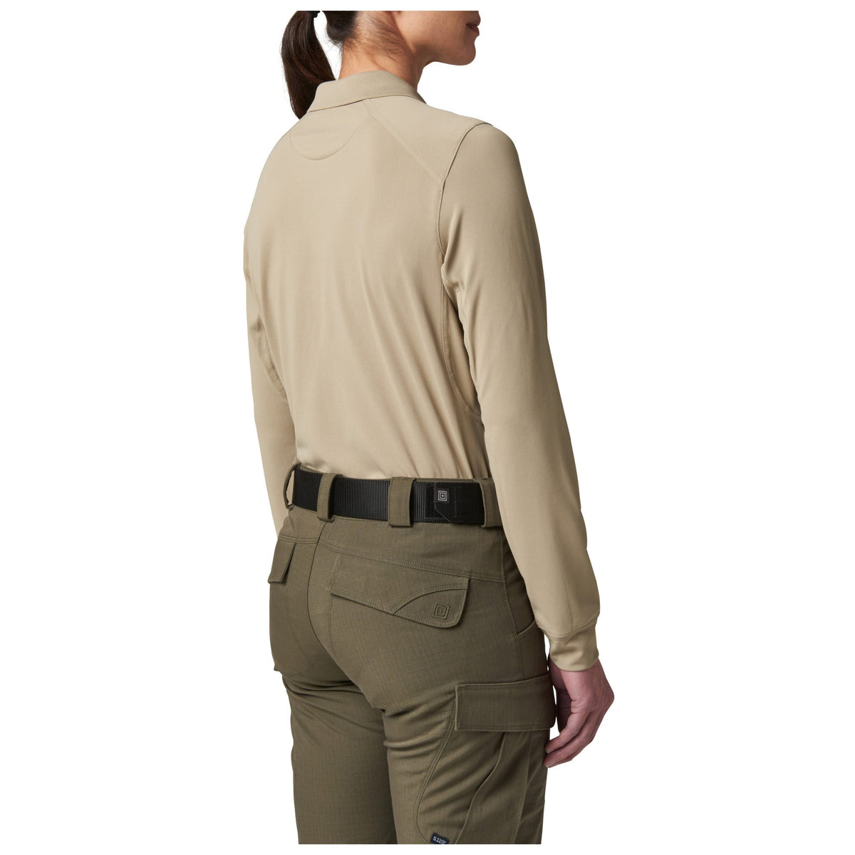 5.11 Tactical Women's Helios långärmad pikétröja i Silver Tan