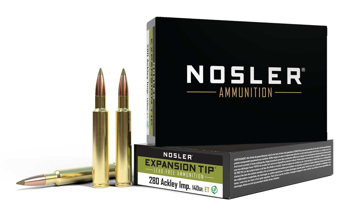 Nosler - Expansion Tip Ammunition - .280 Ackley Improved - 140gr - ET - 20/ask