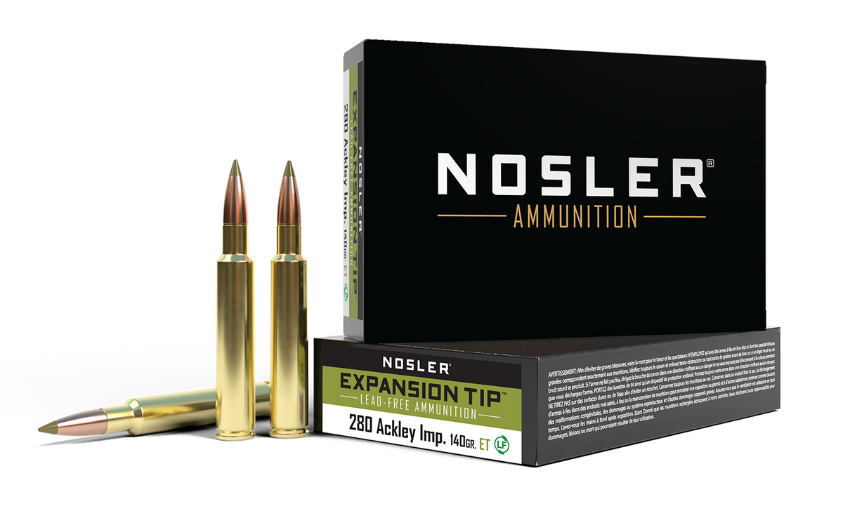 Nosler - Expansion Tip Ammunition - .280 Ackley Improved - 140gr - ET - 20/ask