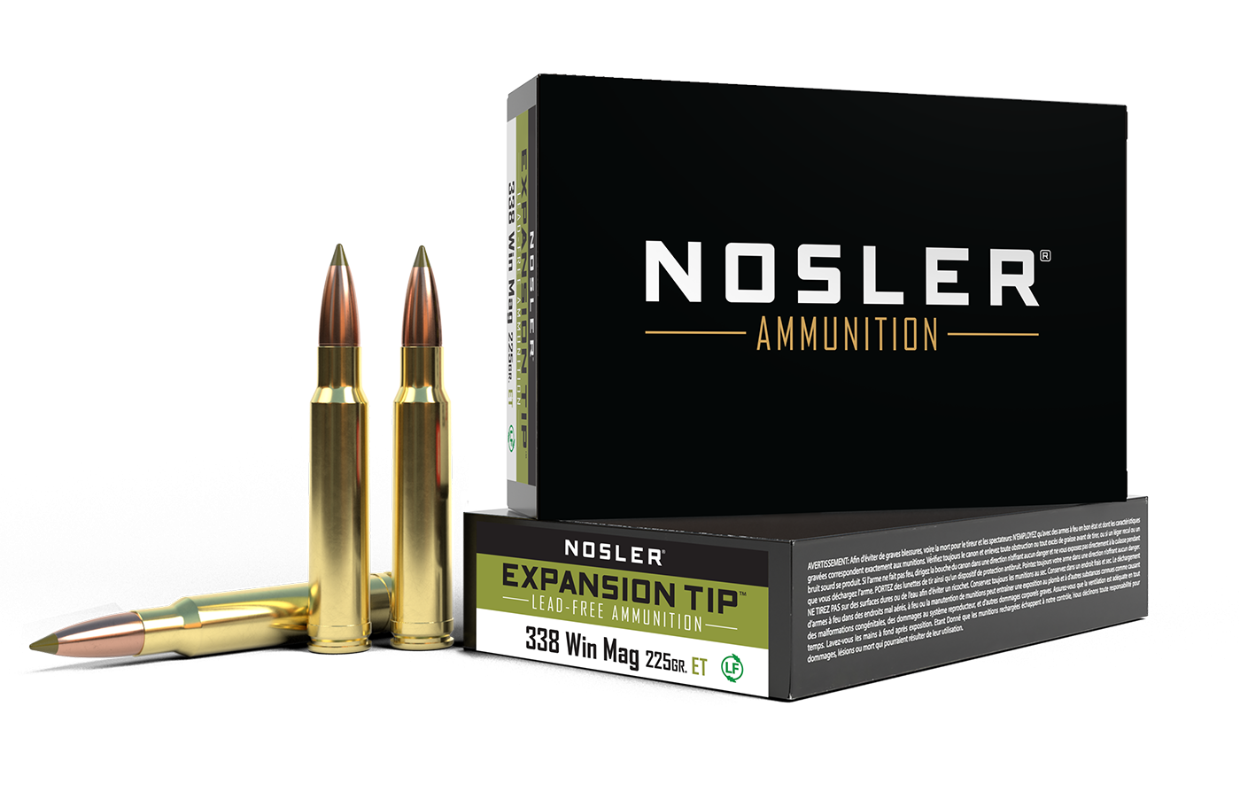 Nosler - Expansion Tip Ammunition - .338 Winchester Magnum - 225gr - ET SP - 20/ask