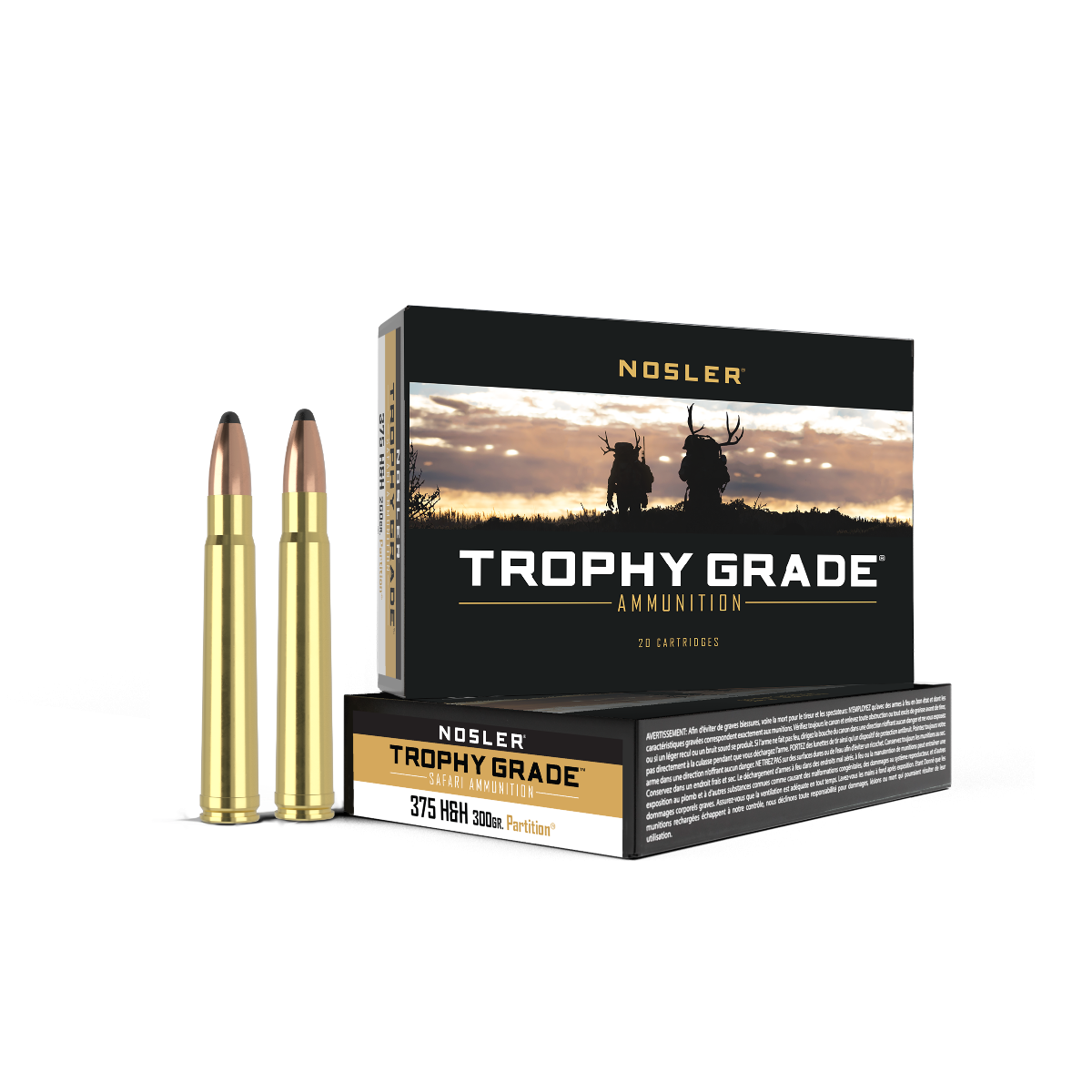 Nosler - Trophy Grade Safari Ammunition - .375 H&H Magnum - 300gr - PT SP - 20/ask