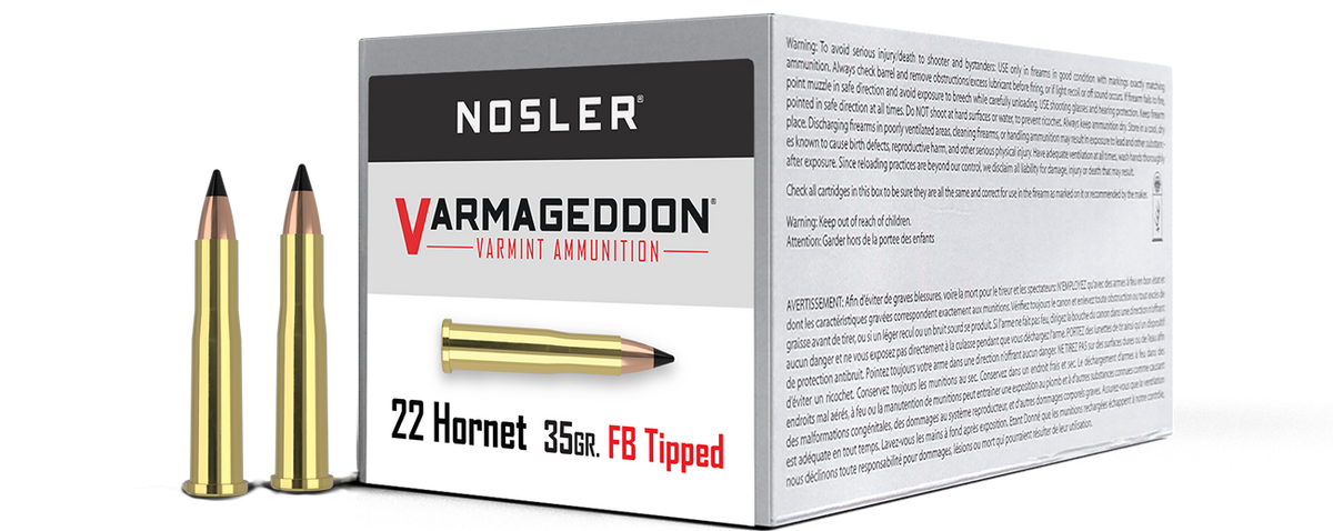 Nosler - Varmageddon Ammunition - .22 Hornet - 35gr - TV FB - 50/ask