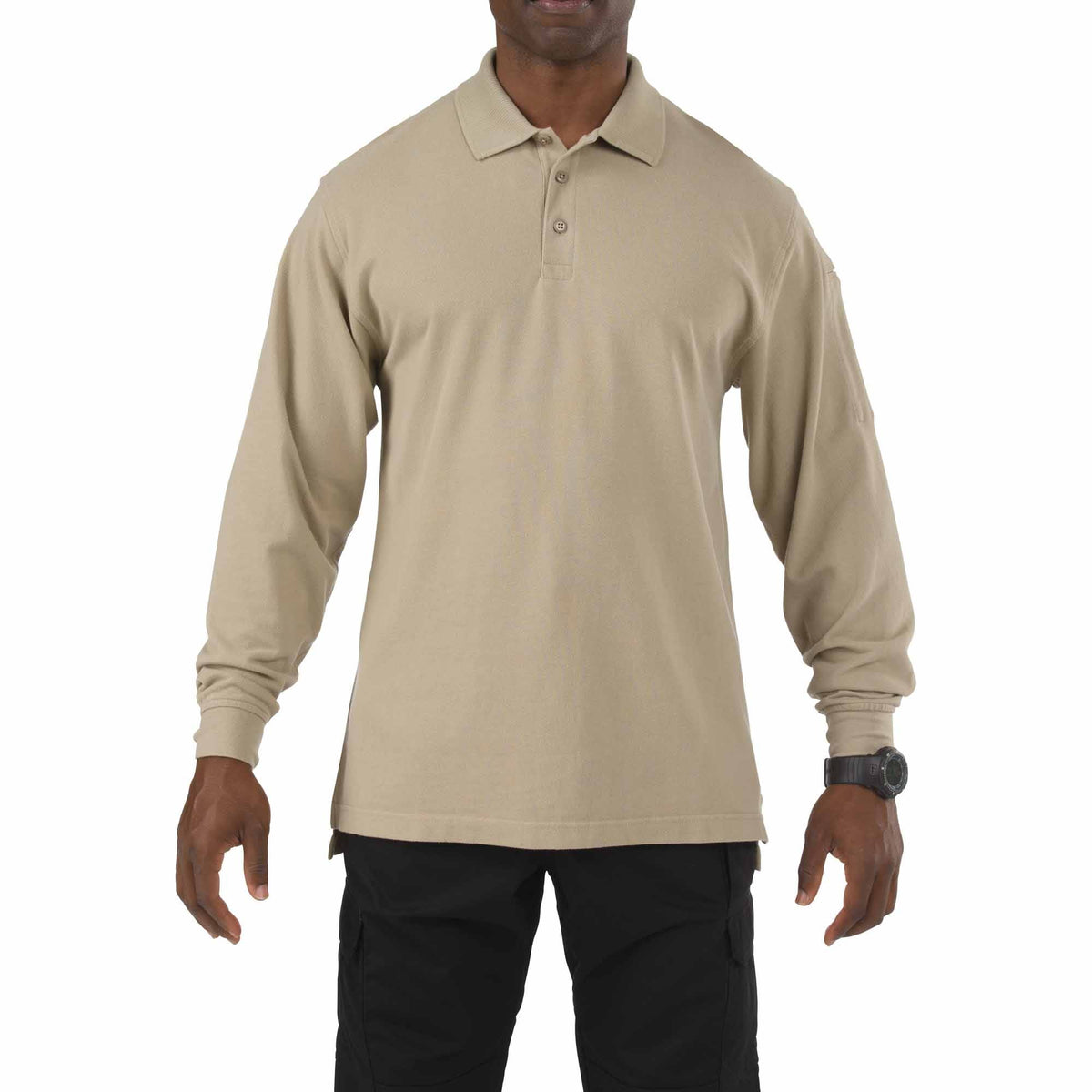 5.11 Professional Long Sleeve Polo i Silver Tan