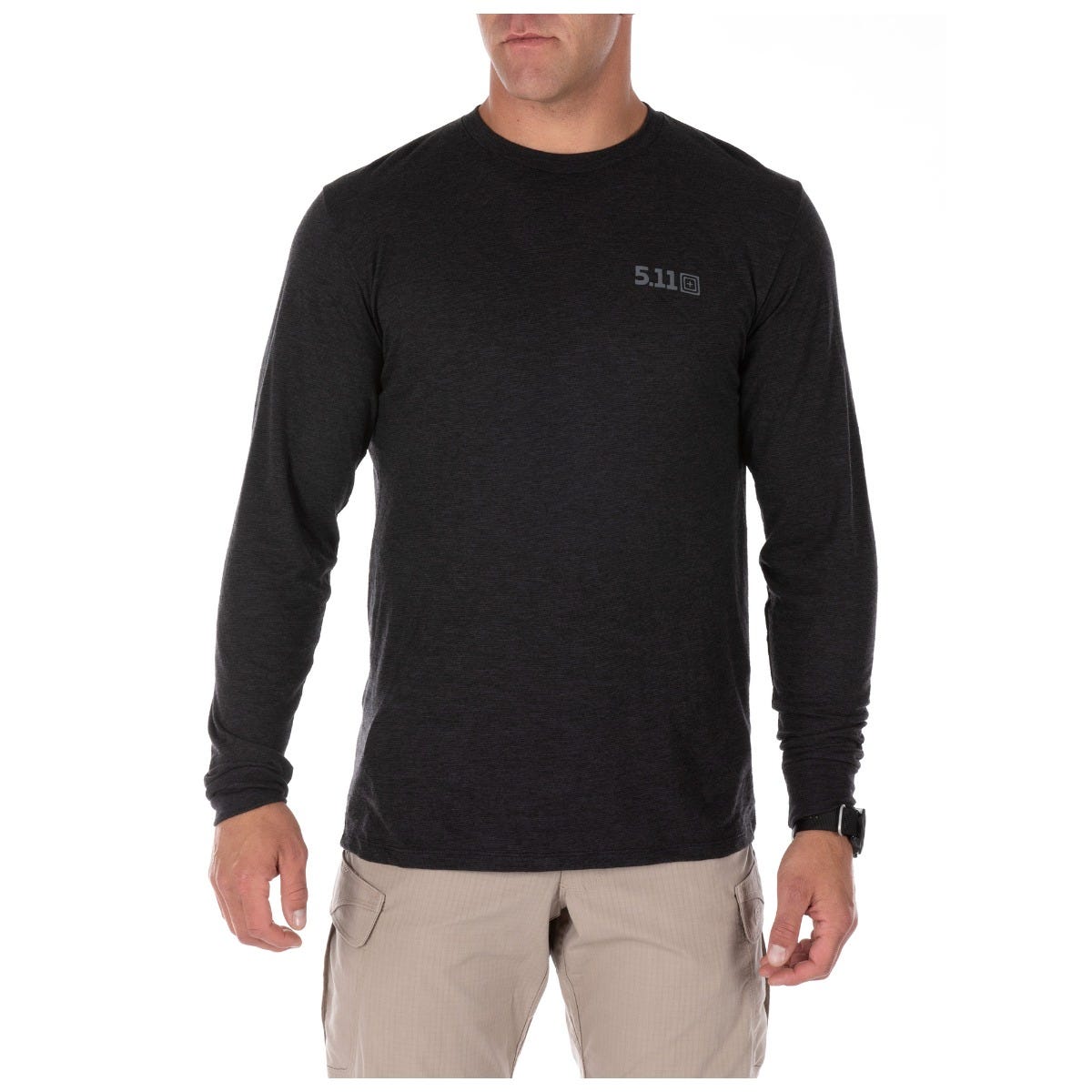 5.11 Triblend Legacy långärmad T-shirt i Black Heather med rund hals och modern passform