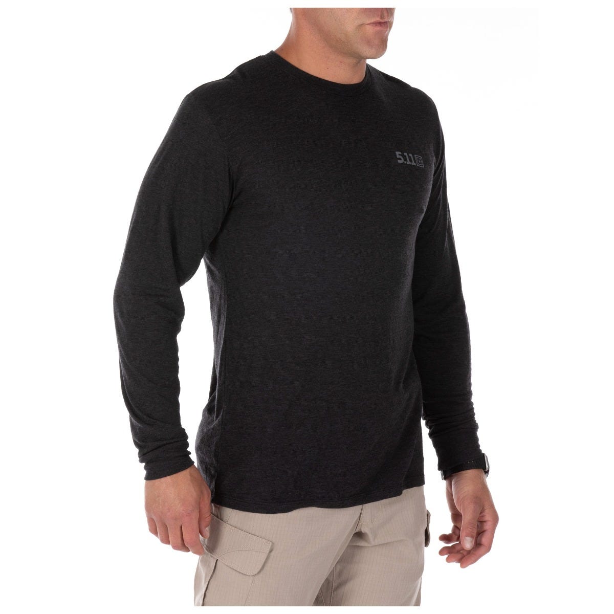 5.11 Triblend Legacy långärmad T-shirt i Black Heather med rund hals och modern passform