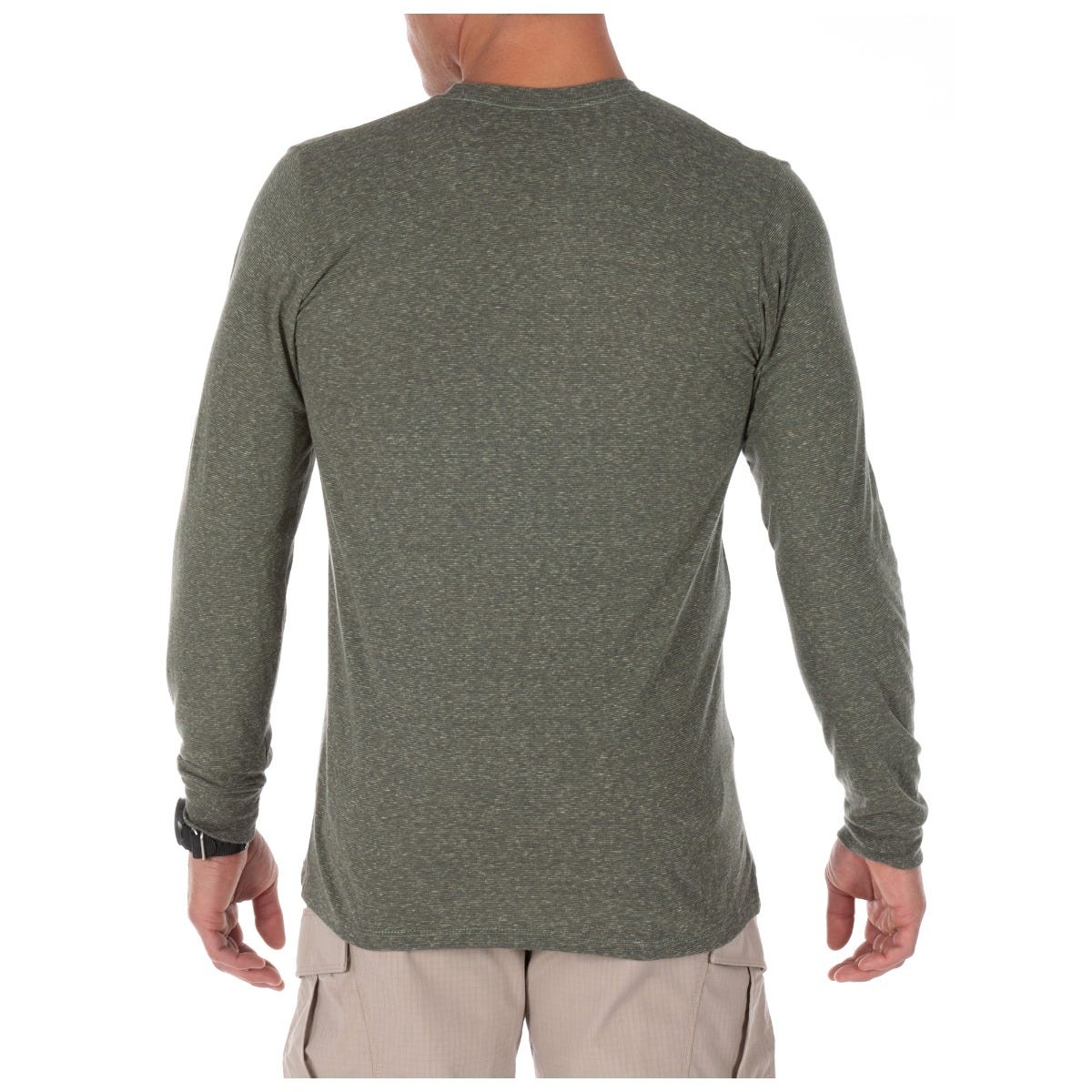 5.11 Triblend Legacy långärmad T-shirt i Military Green Heather med rund hals och modern passform