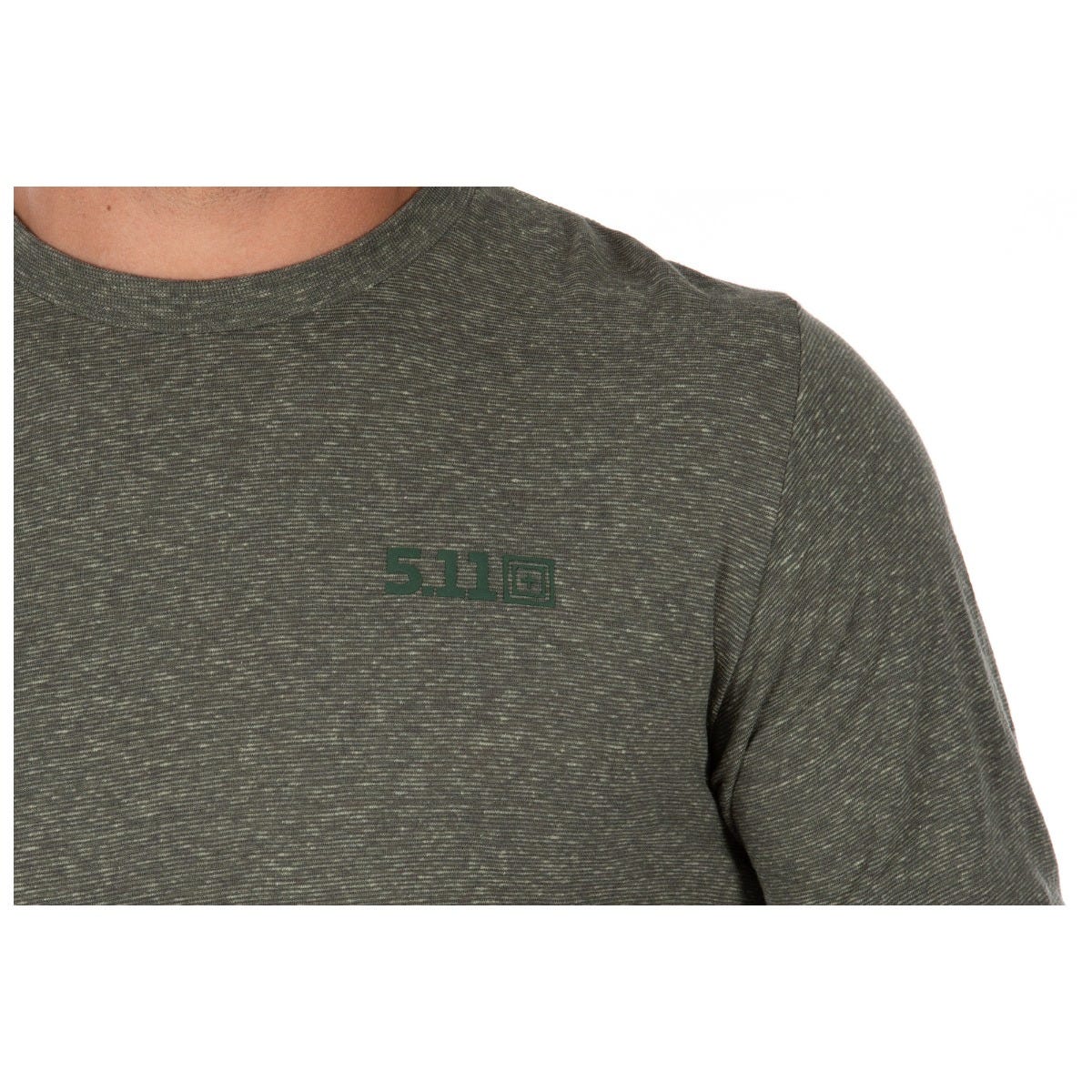 5.11 Triblend Legacy långärmad T-shirt i Military Green Heather med rund hals och modern passform