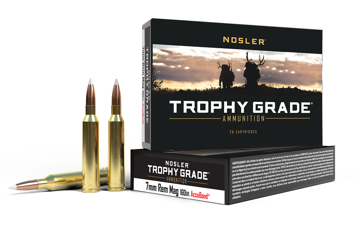 Nosler - Trophy Grade Ammunition - 7mm Remington Magnum - 160gr - AB - 20/ask