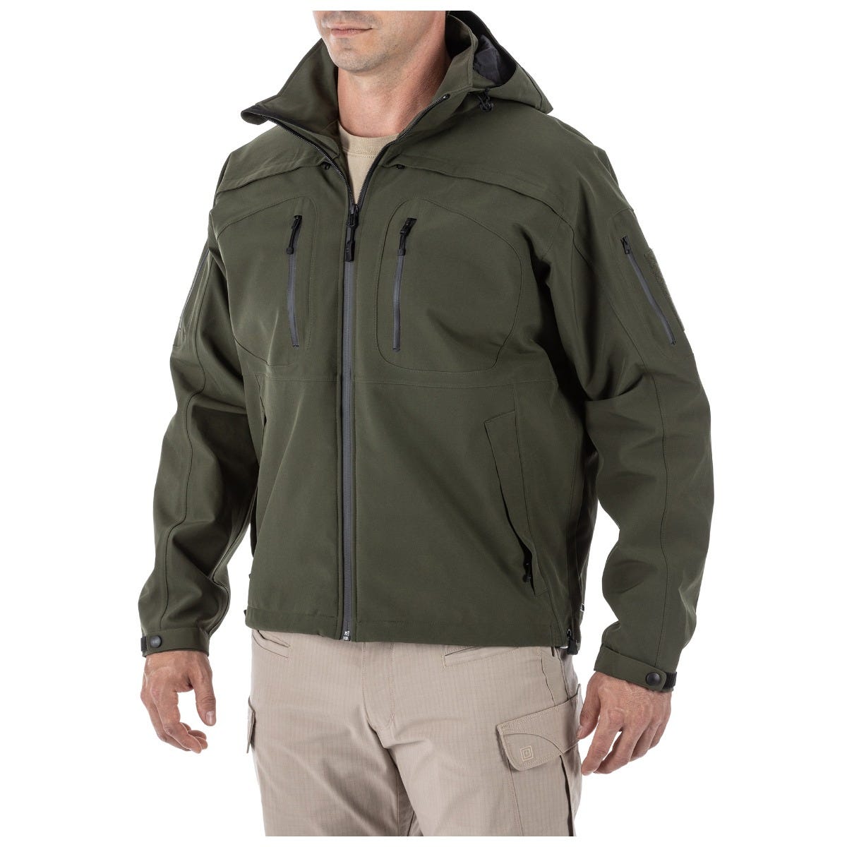 5.11 Sabre Jacket 2.0 i Moss med avtagbar huva.