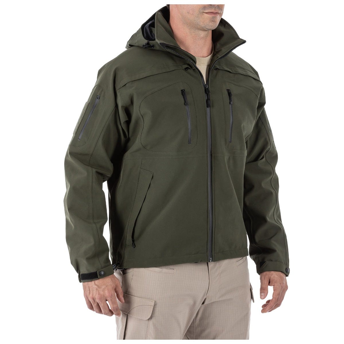 5.11 Sabre Jacket 2.0 i Moss med avtagbar huva.