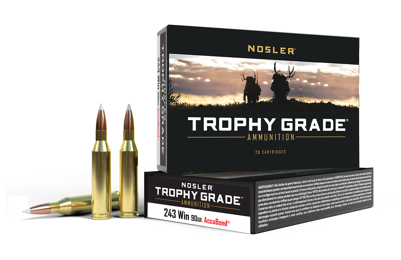 Nosler - Trophy Grade Ammunition - .243 Winchester - 90gr - AB - 20/ask