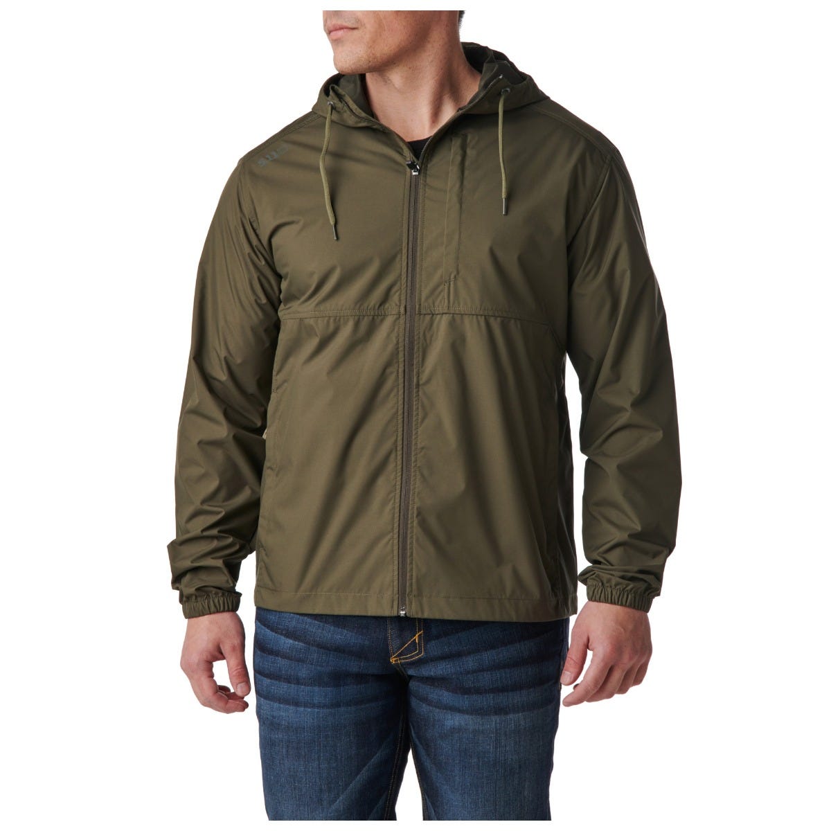 5.11 Radar Packable Jacket i Ranger Green, packbar jacka med huva