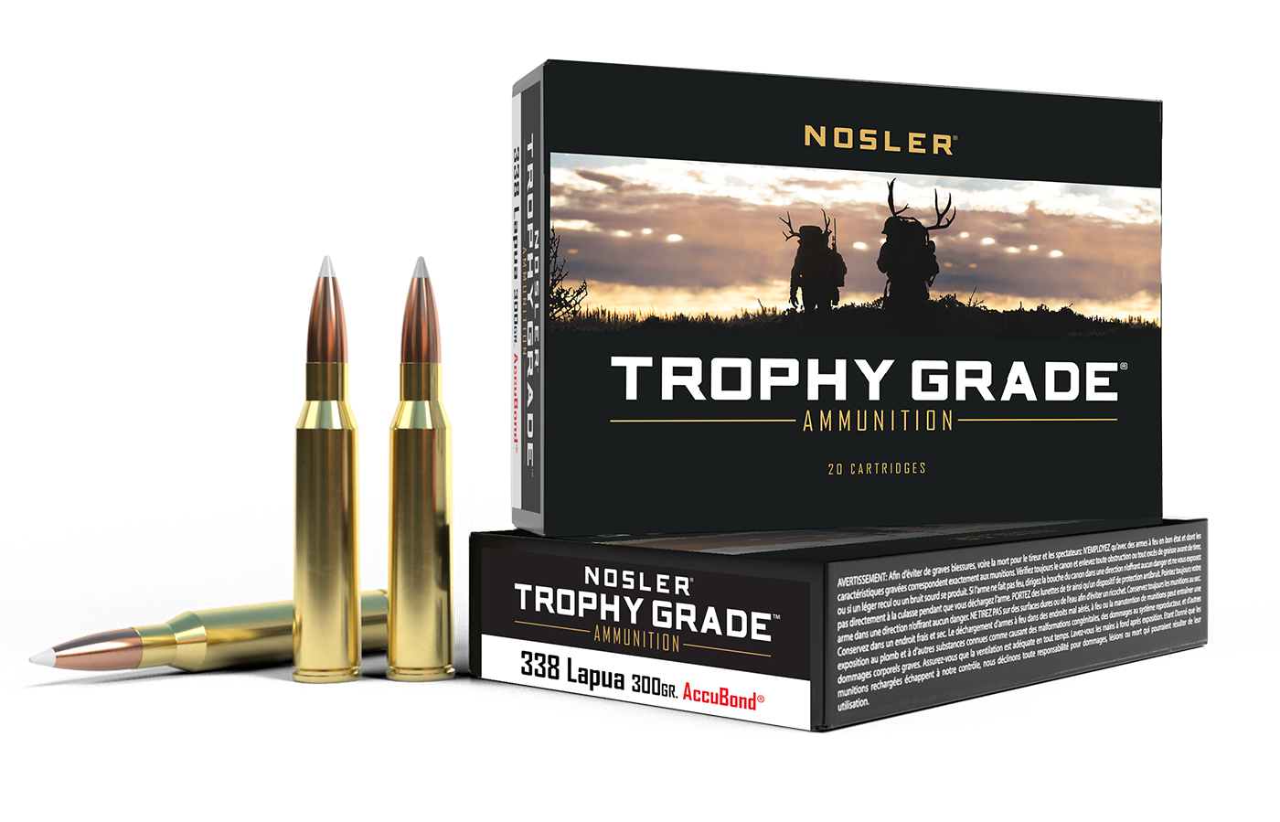 Nosler - Trophy Grade Ammunition - .338 Lapua Magnum - 300gr - AB - 20/ask