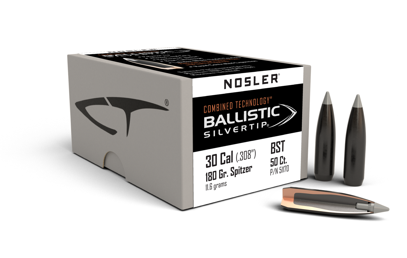 Nosler - Kula - 30 Caliber (.308) - 180gr - Ballistic Silvertip - 50st/ask