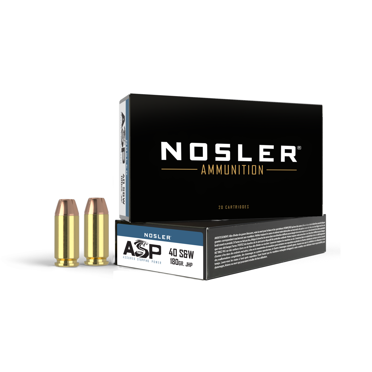 Nosler - Assured Stopping Power Ammunition - .40 S&W - 180gr - JHP - 50/ask