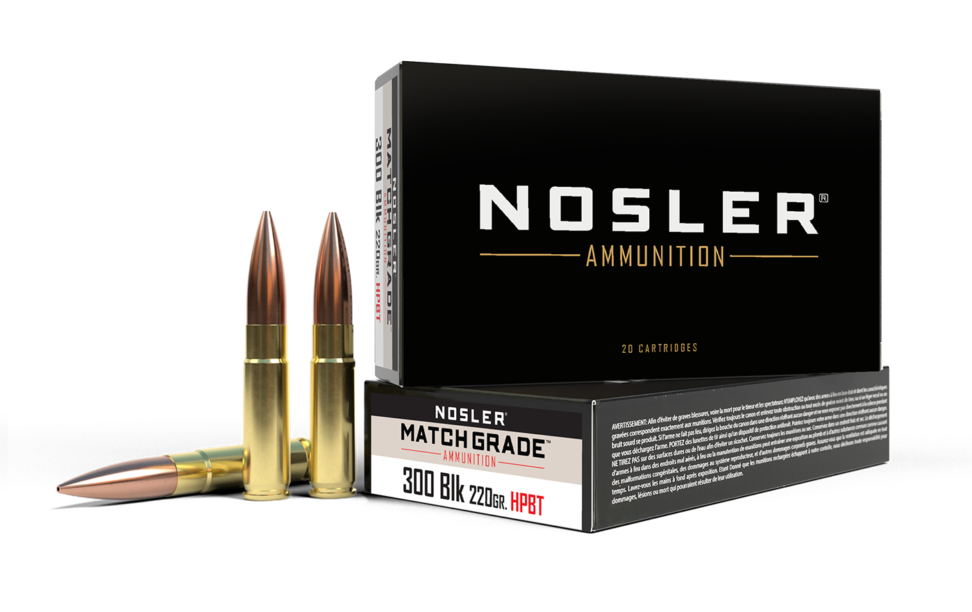 Nosler - Match Grade Ammunition - .300 AAC Blackout - 220gr - CC HPBT - 20/ask