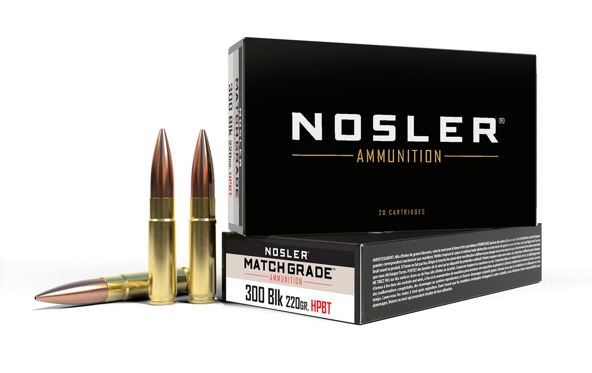 Nosler - Match Grade Ammunition - .300 AAC Blackout - 220gr - CC HPBT - 20/ask