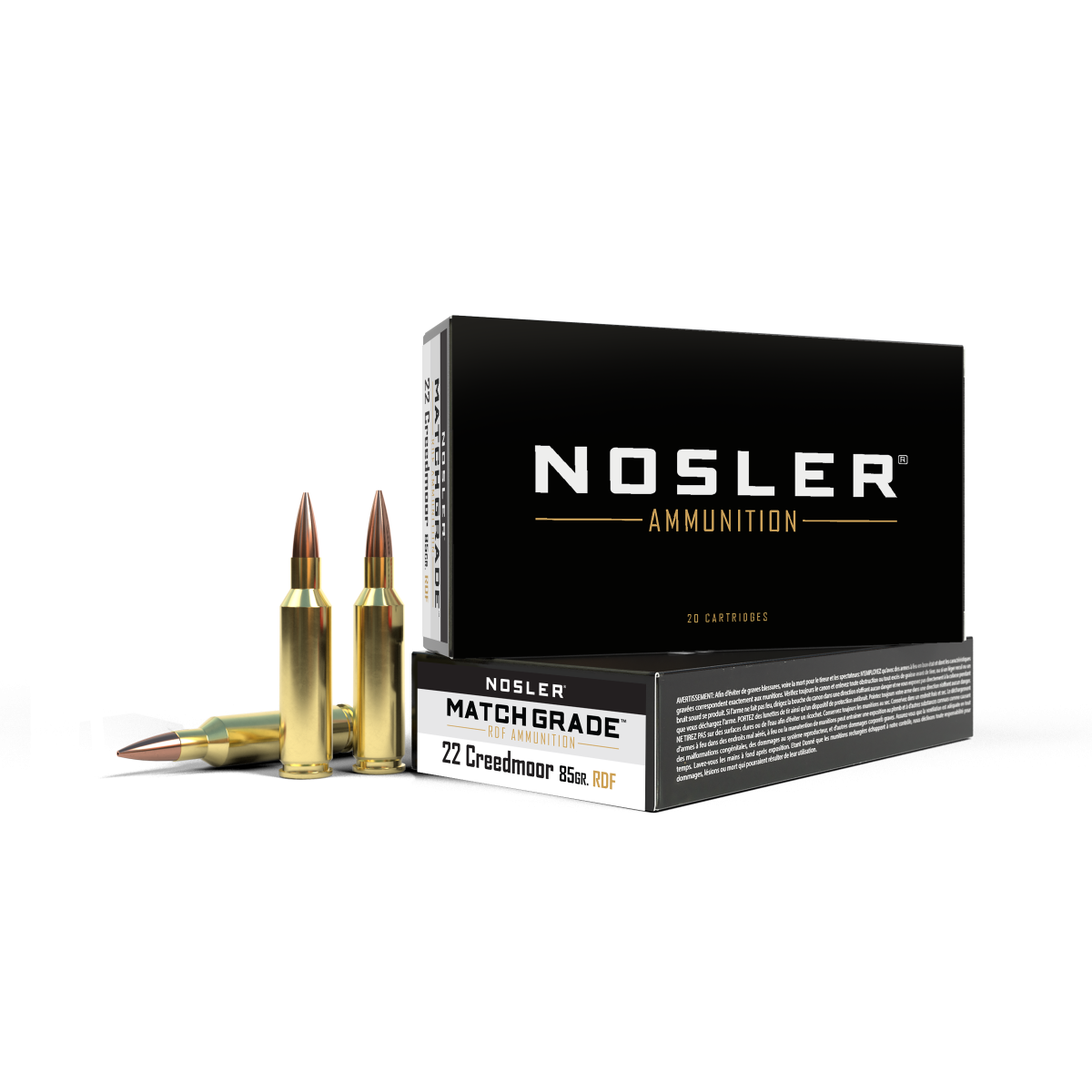 Nosler - Match Grade Ammunition - 22 Creedmoor - 85gr - RDF HPBT - 20/ask