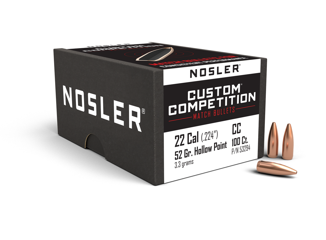 Nosler - Kula - 22 Caliber (.224) - 52gr - Custom Competition HPBT - 100st/ask