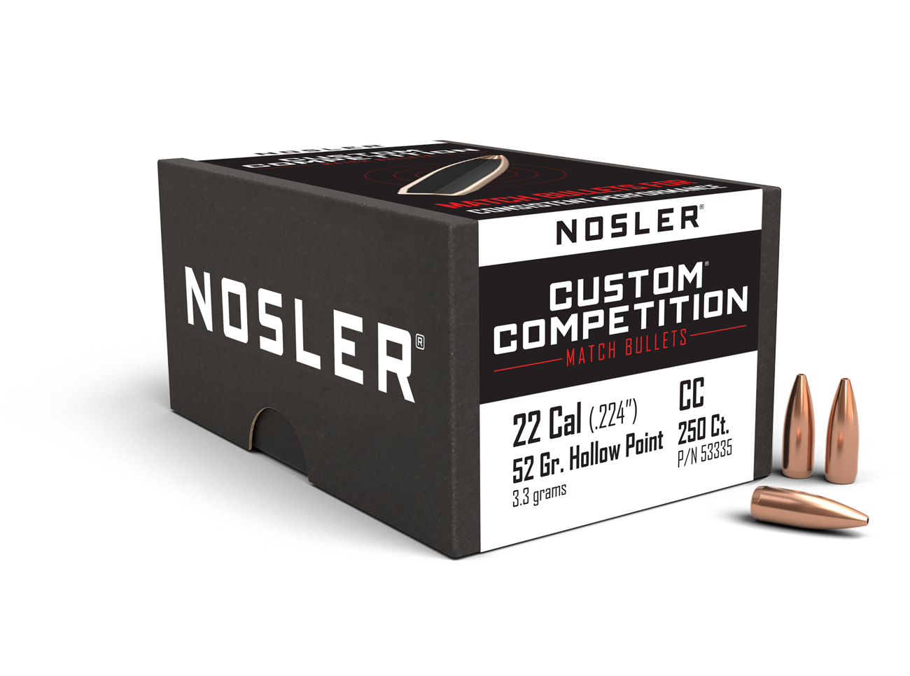 Nosler - Kula - 22 Caliber - 52gr - Custom Competition HPBT - 250st/ask