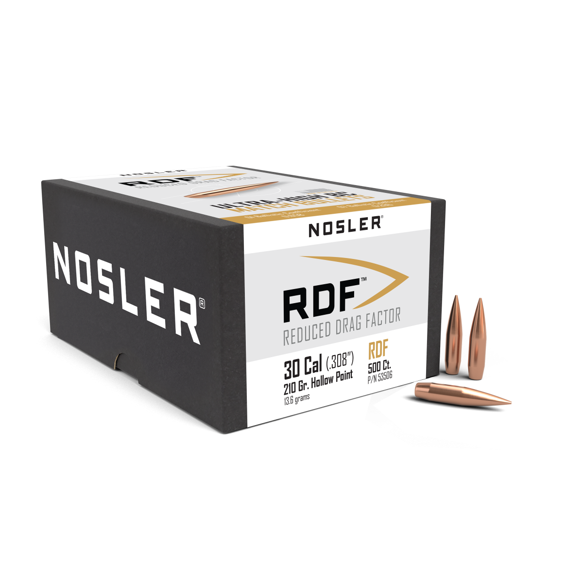 Nosler - Kula - 30 Caliber (.308) - 210gr - RDF HPBT - 500st/ask