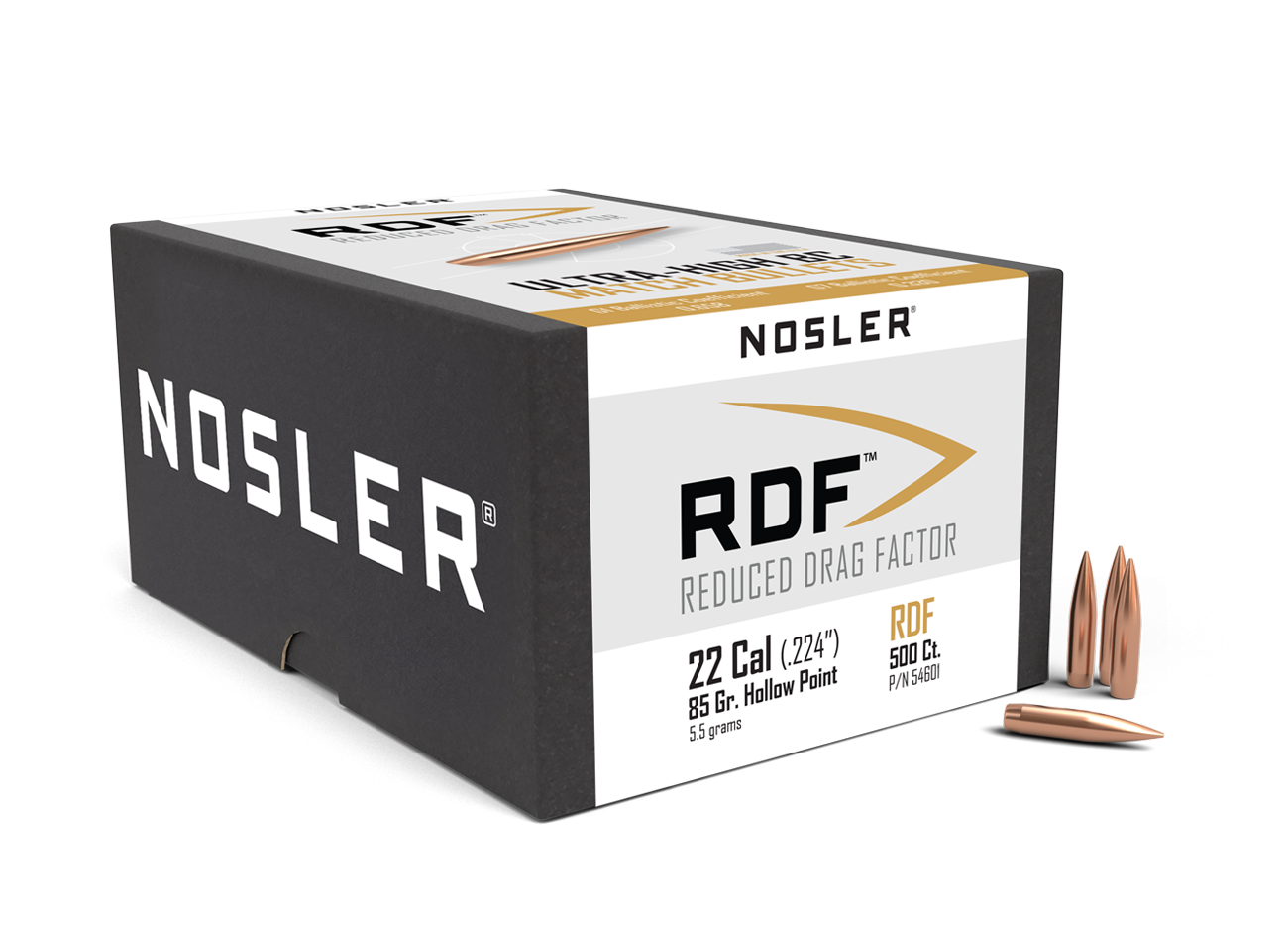 Nosler - Kula - 22 Caliber - 85 gr - RDF Hollow Point Boat Tail - 500st/ask