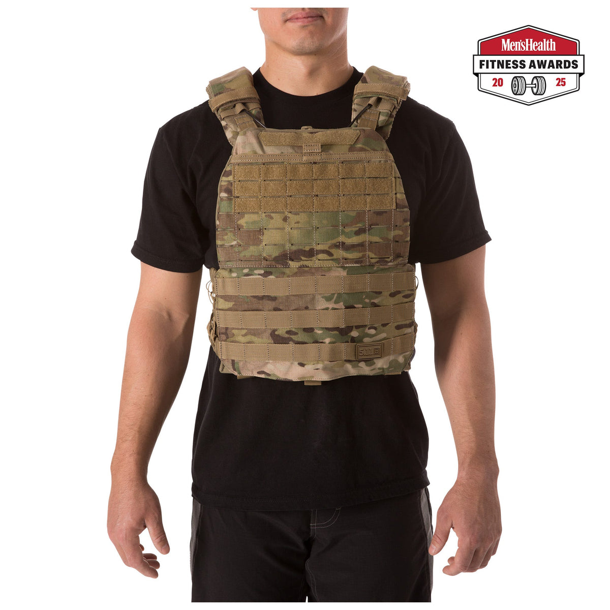 5.11 TacTec Plate Carrier i MultiCam®, taktisk väst med vadderade paneler och axelremmar.