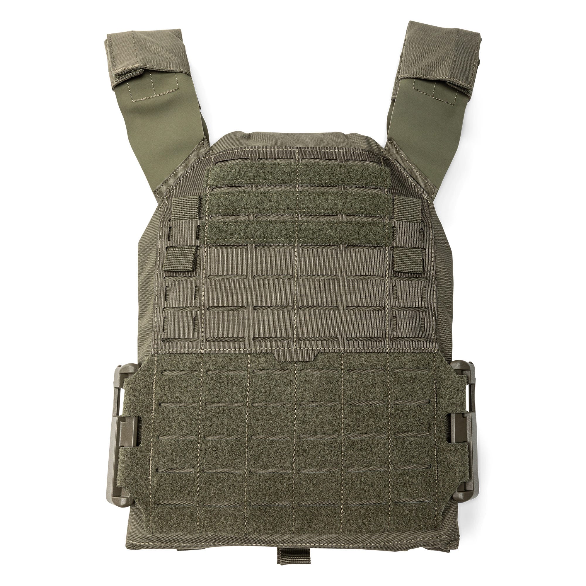 5.11 QR Plate Carrier Base - NIR i Ranger Green, bas till taktiskt bärsystem med snabbspänne och MOLLE-paneler.