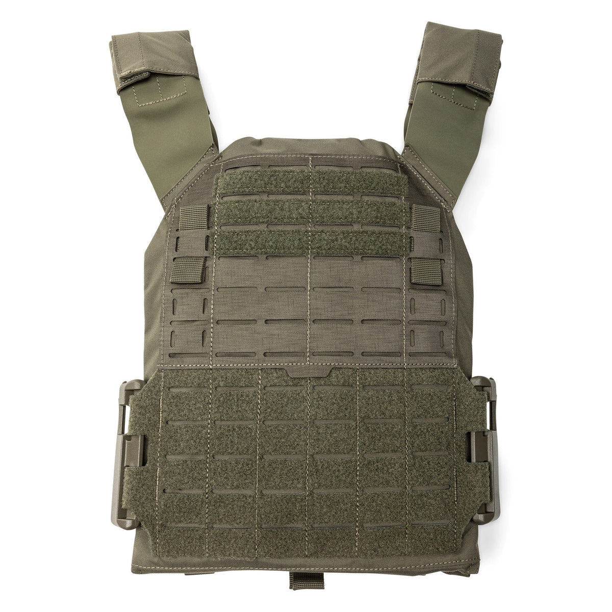 5.11 QR Plate Carrier Base - NIR i Ranger Green, bas till taktiskt bärsystem med snabbspänne och MOLLE-paneler.