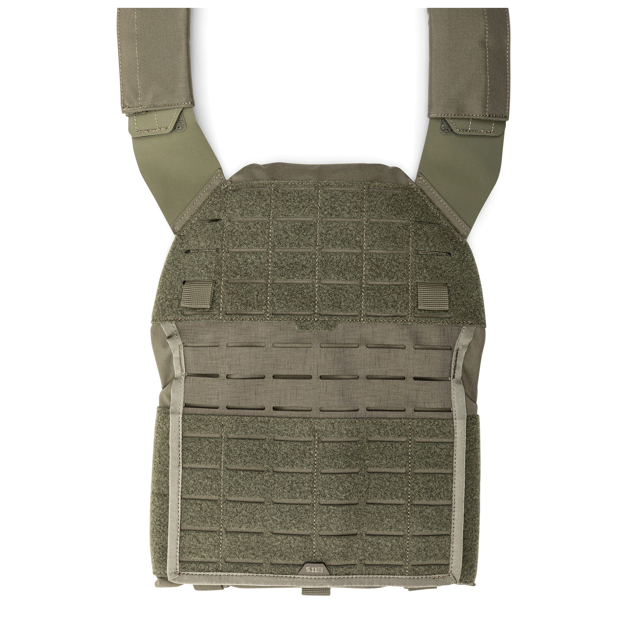 5.11 QR Plate Carrier Base - NIR i Ranger Green, bas till taktiskt bärsystem med snabbspänne och MOLLE-paneler.