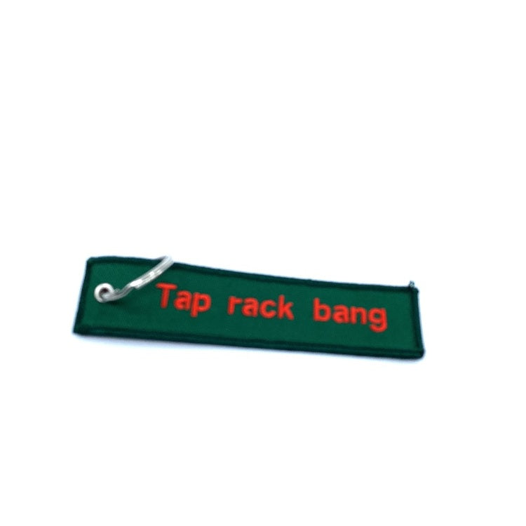 RangeMaster - Broderad Nyckelring - Tap Rack Bang