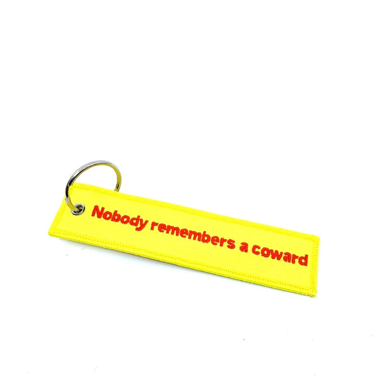 RangeMaster - Broderad Nyckelring - Nobody remembers a coward