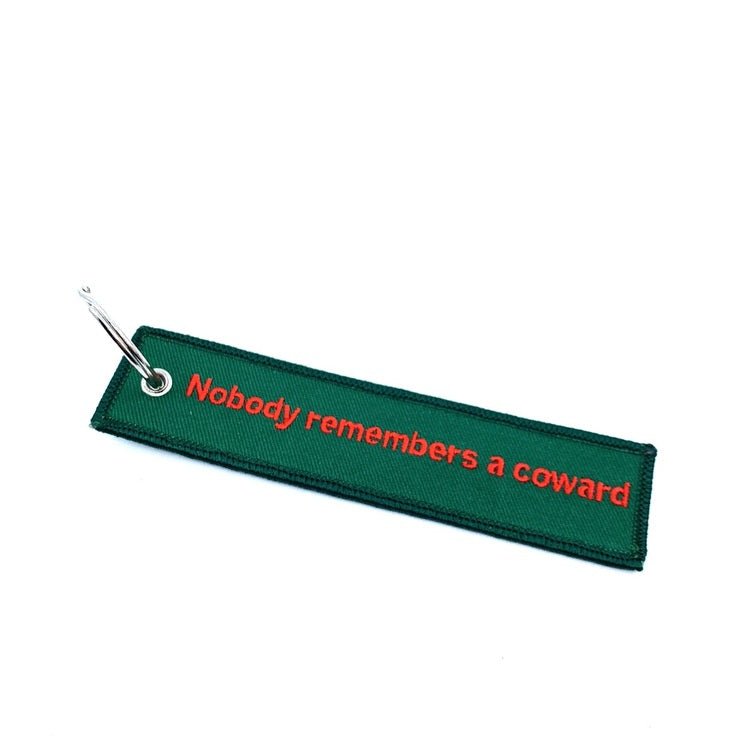RangeMaster - Broderad Nyckelring - Nobody remembers a coward