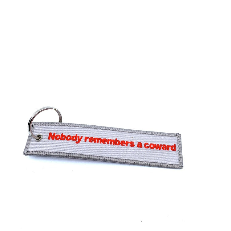 RangeMaster - Broderad Nyckelring - Nobody remembers a coward