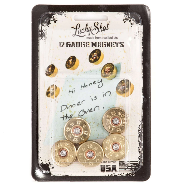 Lucky Shot - 12 Gauge Real Bullet Magnets - (5 per pack)