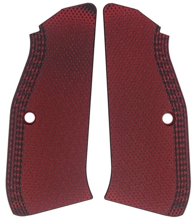 LokGrips - CZ Shadow 2 Thin Full Checkered - Red Black