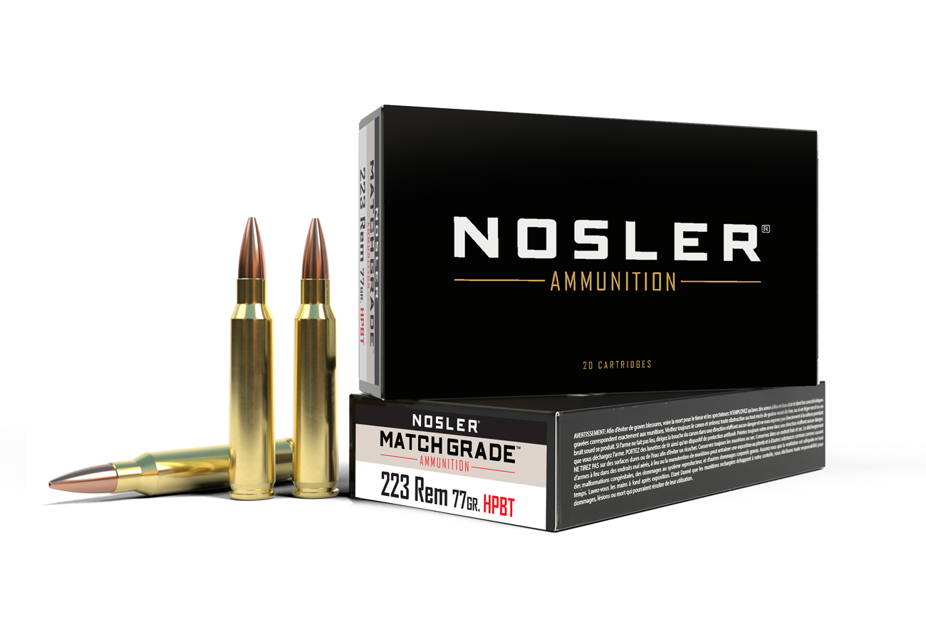 Nosler - Match Grade Ammunition - 223 Remington - 77gr - CC HPBT - 20/ask