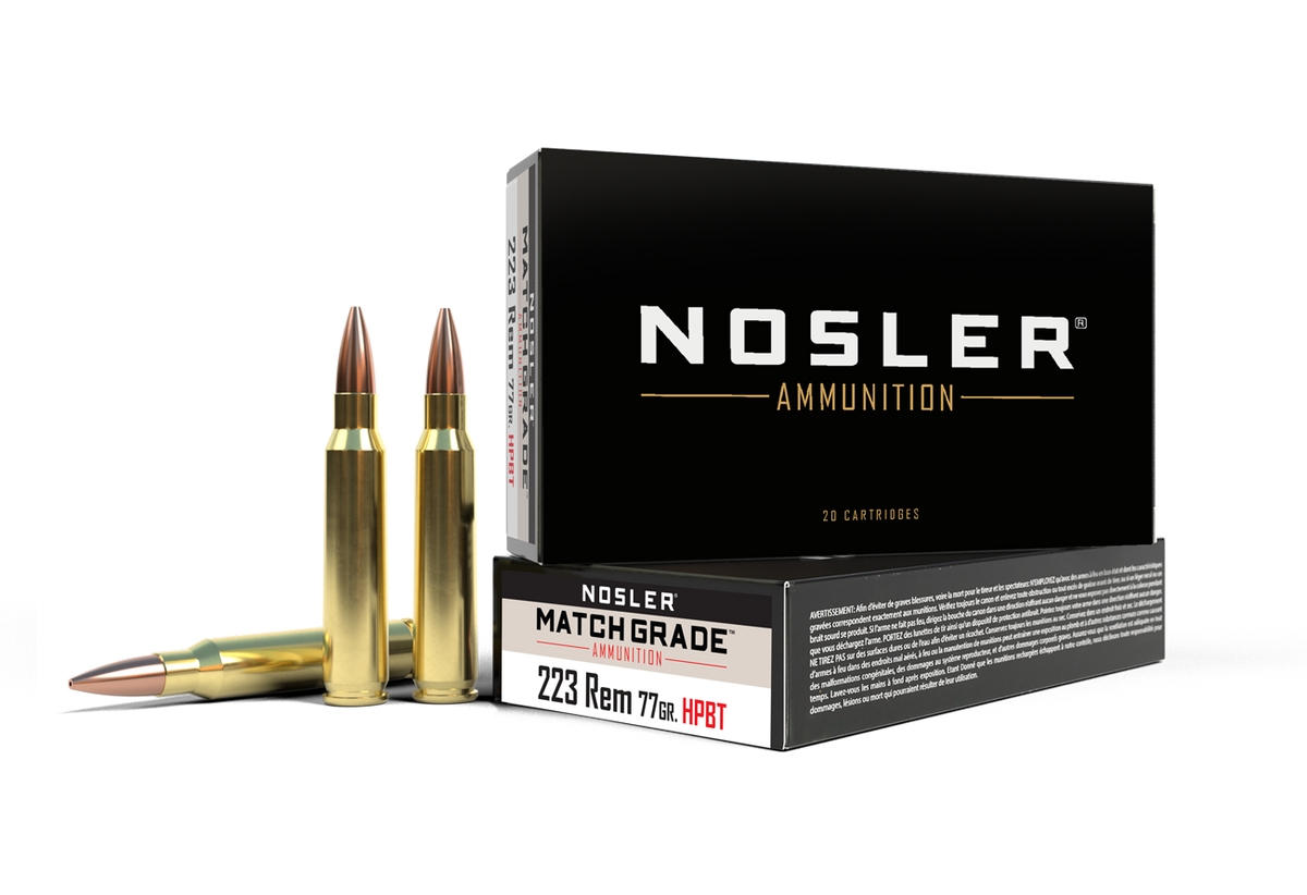 Nosler - Match Grade Ammunition - 223 Remington - 77gr - CC HPBT - 20/ask