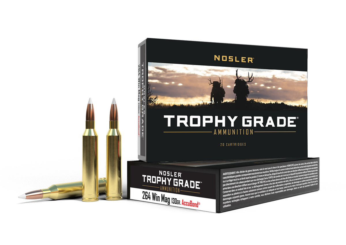 Nosler - Trophy Grade Ammunition - .264 Winchester Magnum - 130gr - AB - 20/ask